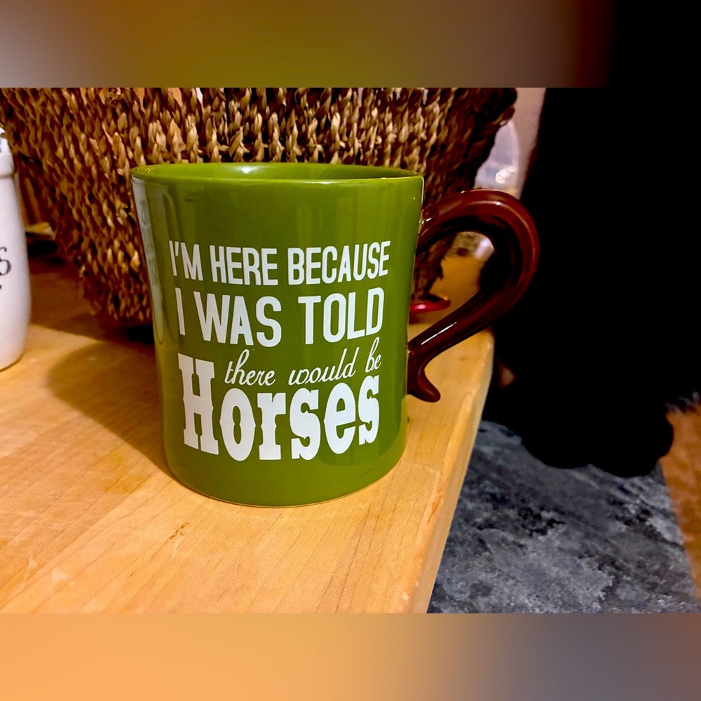 Cracker Barrel Green Mug with Brown Handle